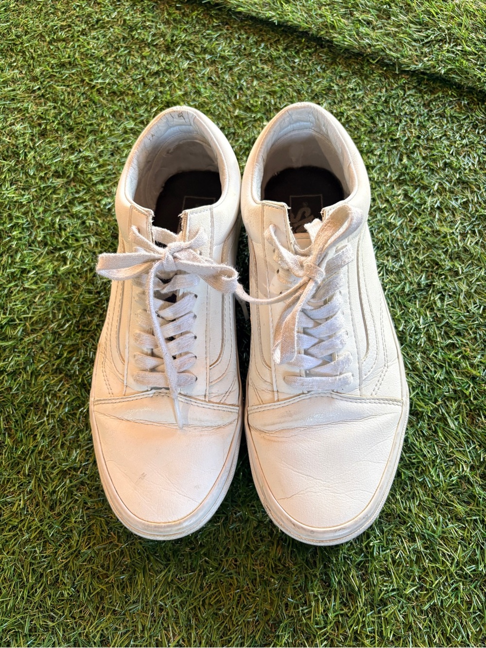 Vans Unisex White Low-Top Skate Sneakers Leather